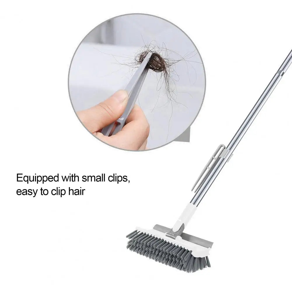 Rotatable Long-Handle Floor Scrub Brush with Squeegee
