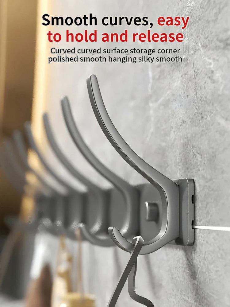 No-Drill Wall-Mounted Coat Rack with 6 Hooks