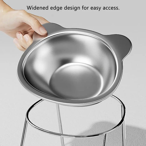 Elevated 15° Tilted Cat Food Bowl with Stainless Steel Insert