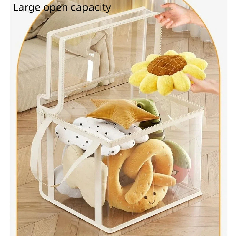 Transparente PVC-Aufbewahrungskorb für Stofftiere mit Griff