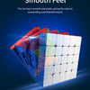 A close-up view of a MoYu Meilong Magnetic Speed Cube set with colorful magnetic pieces.