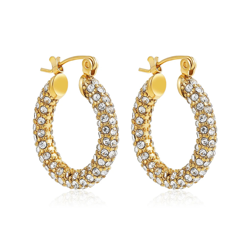 Geometric Gold Plated Huggie Hoop Earrings