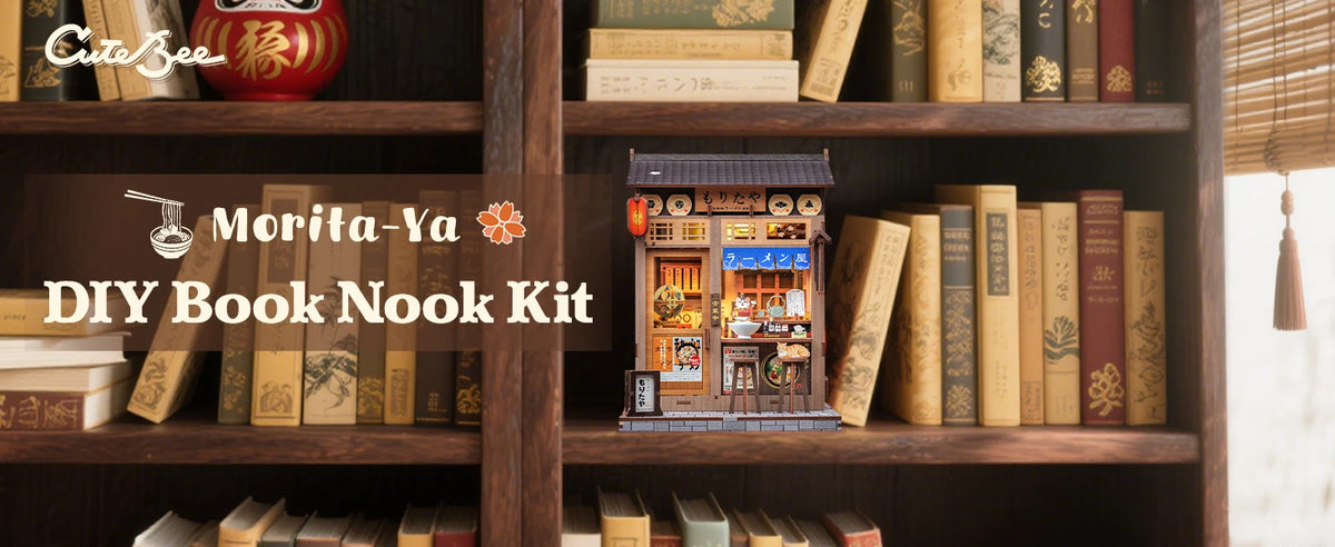 Book Nook DIY Wooden Miniature Kit with LED Lighting