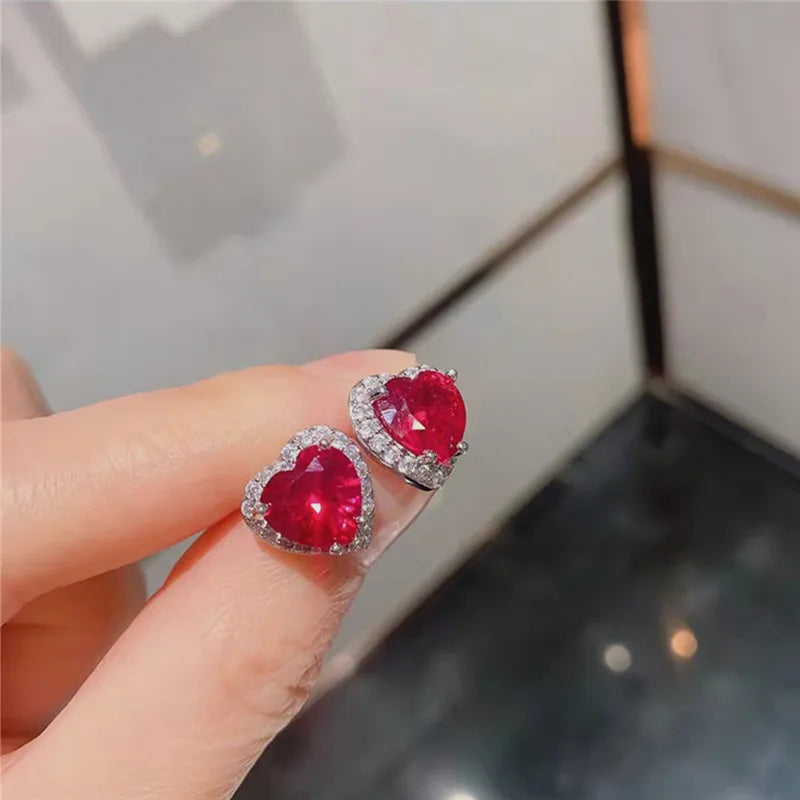 Red Heart Cubic Zirconia Jewelry Set