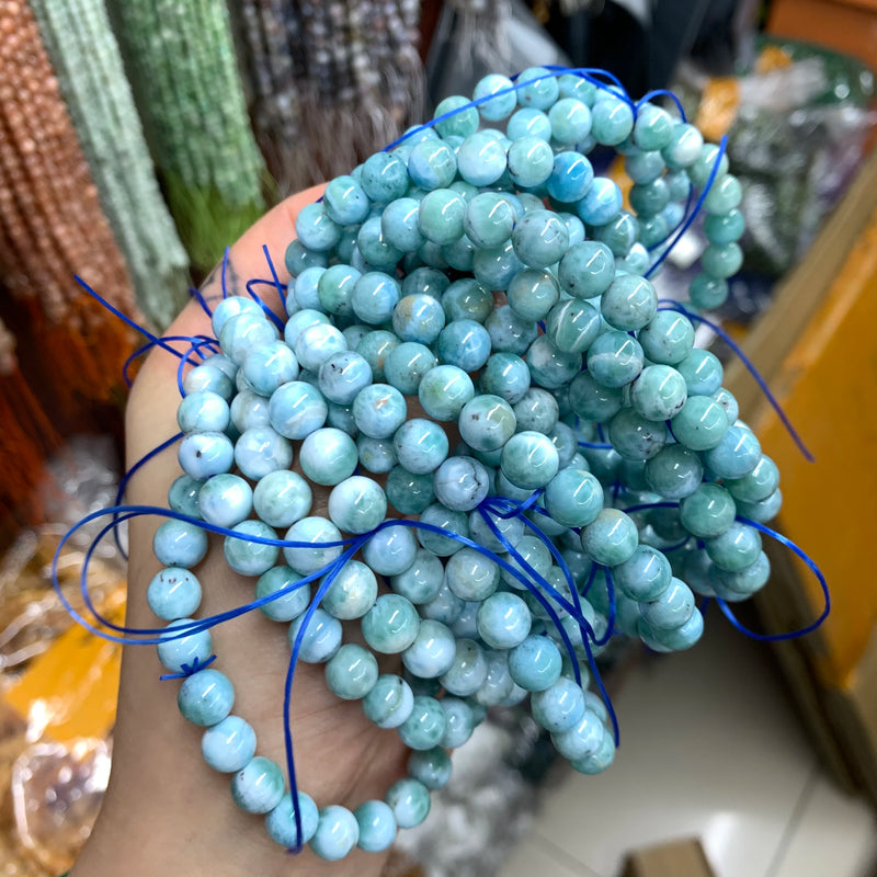Bracelet en perles de Larimar naturel et cuivre
