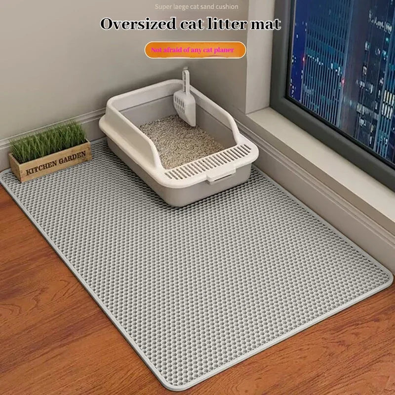 Double-Layer Cat Litter Mat with Waterproof Base