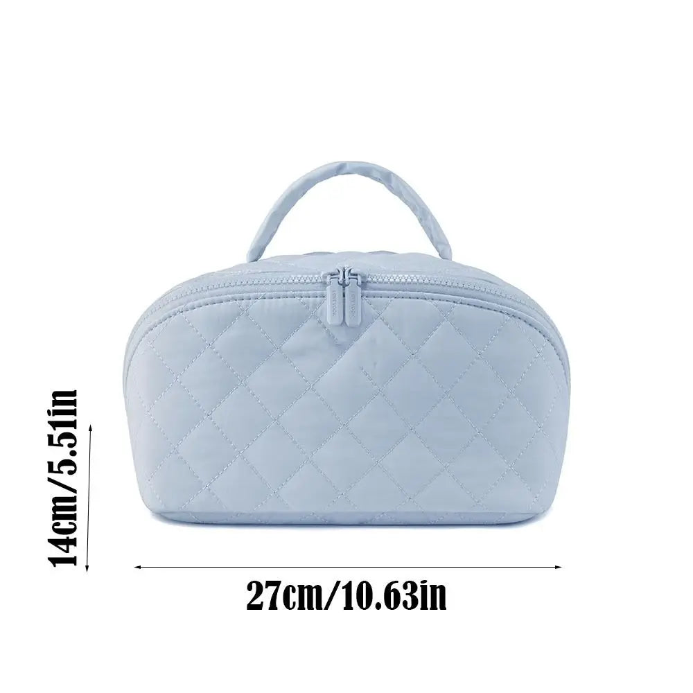 Wide-Open Lay-Flat Makeup Bag with Water-Resistant Lining