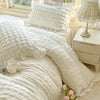 Seersucker Duvet Cover Set with Lace Trim