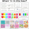 A variety of DIY slow rebound stress relief squeeze balls and related items including clay, gloves, and filler materials.