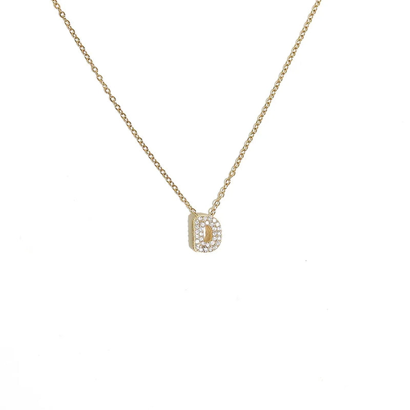 Initial Letter Pendant Necklace with Cubic Zirconia