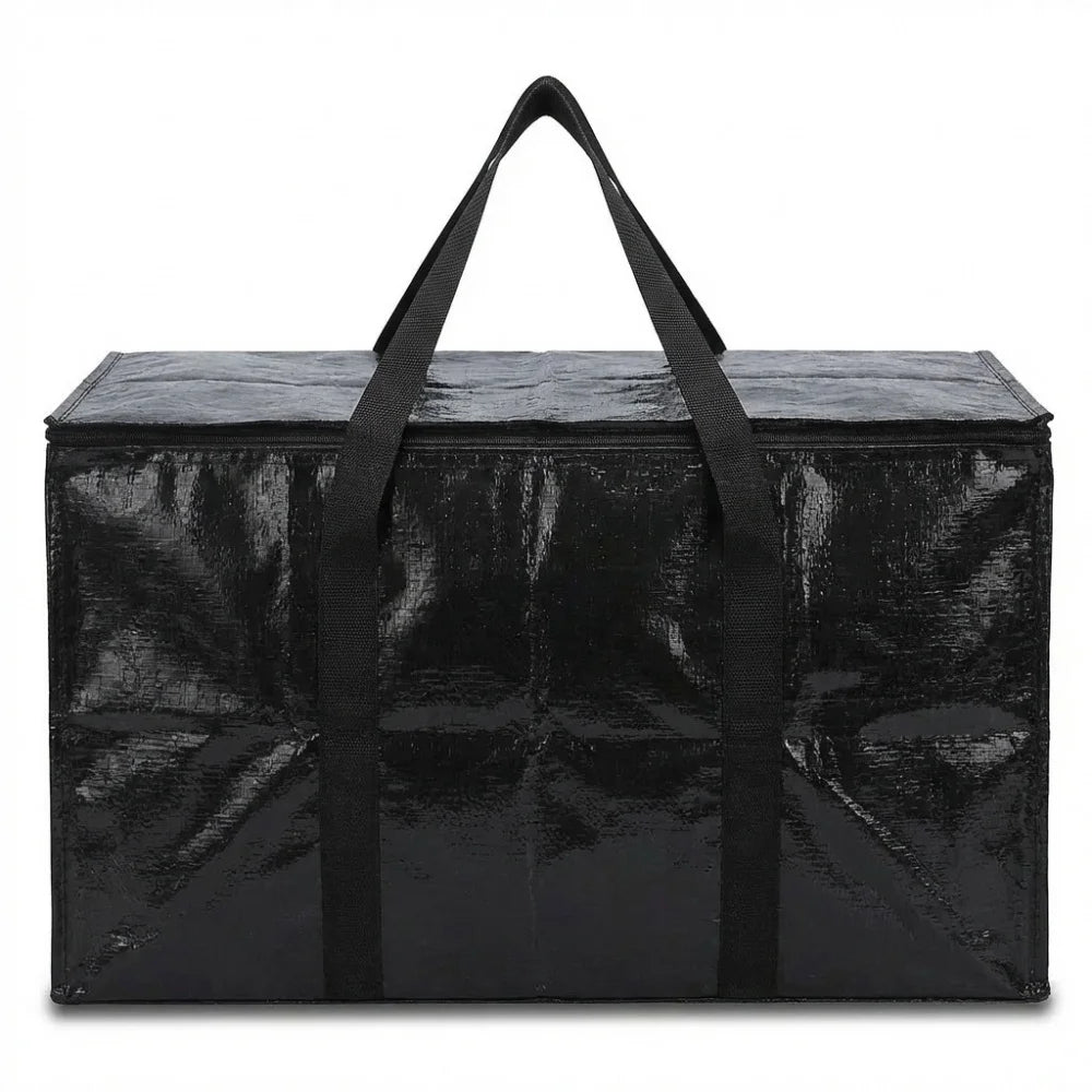 Black heavy duty waterproof moving bag with handles and zippers