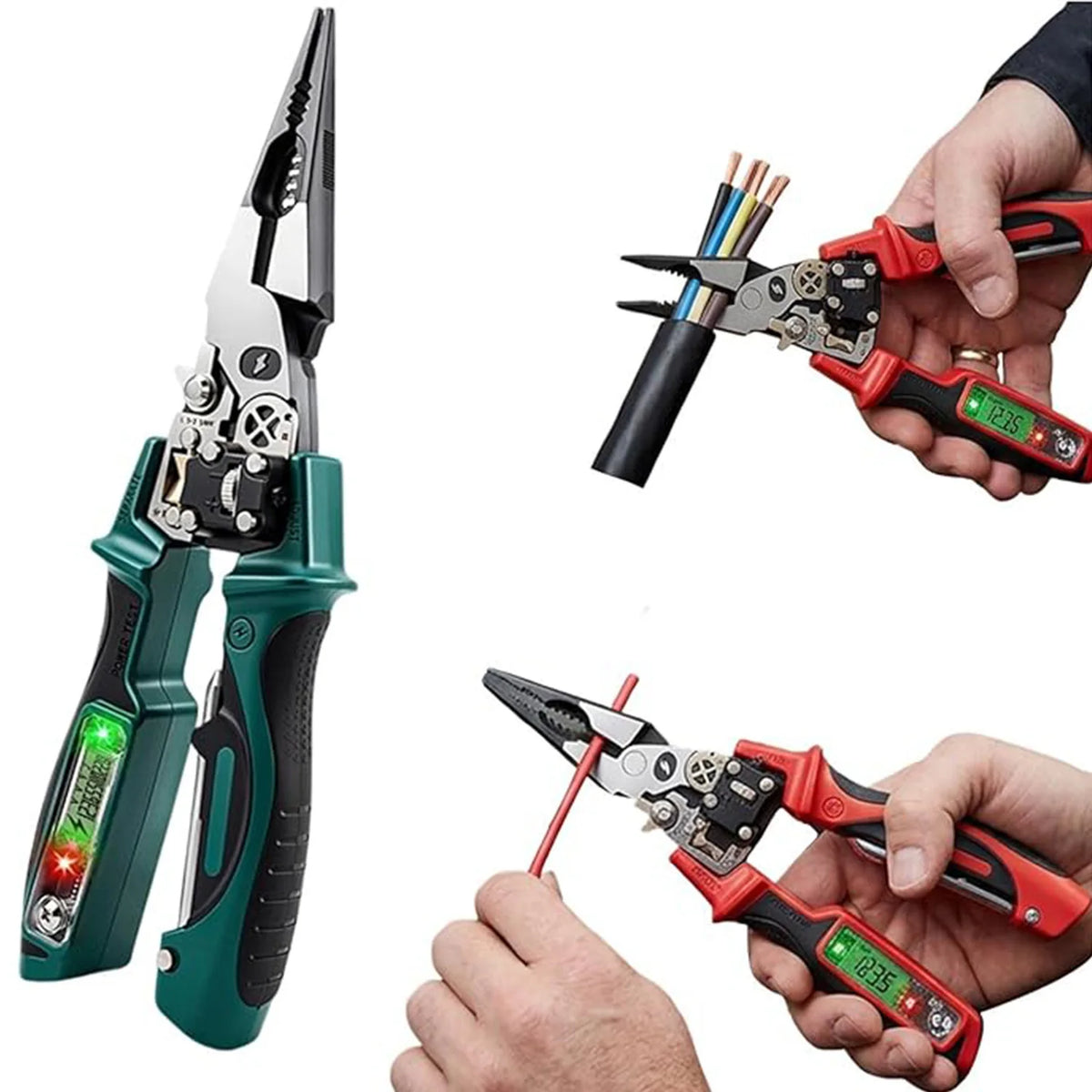 Multifunctional Wire Stripping Pliers with Digital Voltage Tester