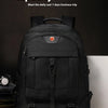 A black large capacity travel backpack with multiple compartments and a shoe compartment.