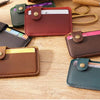 Vintage Leather Slim Card Holder with Snap Closure