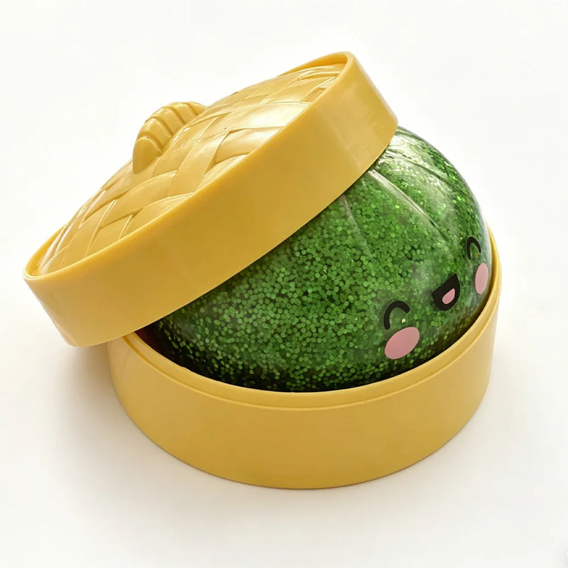 Glitter Dumpling Squishy Toy with Steamer Box