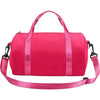 A bright pink compact nylon gym bag with a pink adjustable strap.