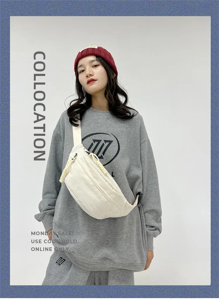 Corduroy Waist Pack for Women – Versatile Crossbody & Shoulder Bag