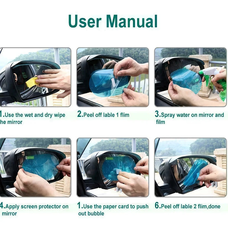 Car Rearview Mirror Film - Anti-Fog & Rainproof