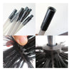 A set of flexible chimney and dryer vent cleaning brushes shown in various views.