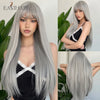 Rose Gold Layered Straight Wig with Bangs