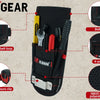 Black KunnGear tool pouch featuring a webbing belt loop, belt clip, 4-pocket design, and 1680D ballistic polyester fabric.