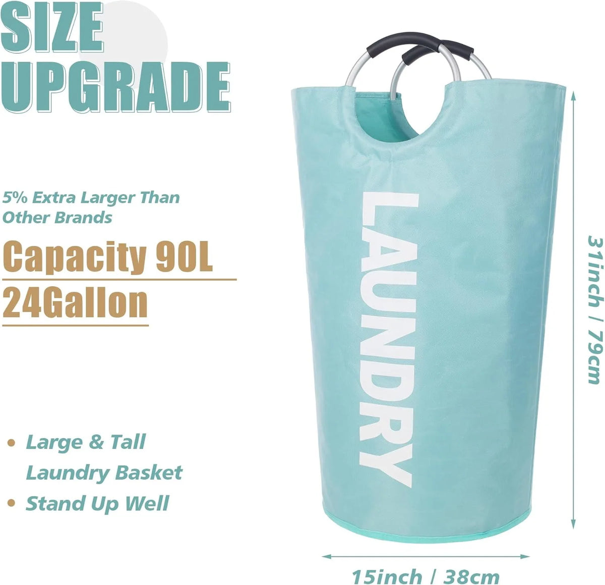 Collapsible Laundry Hamper with Padded Handles