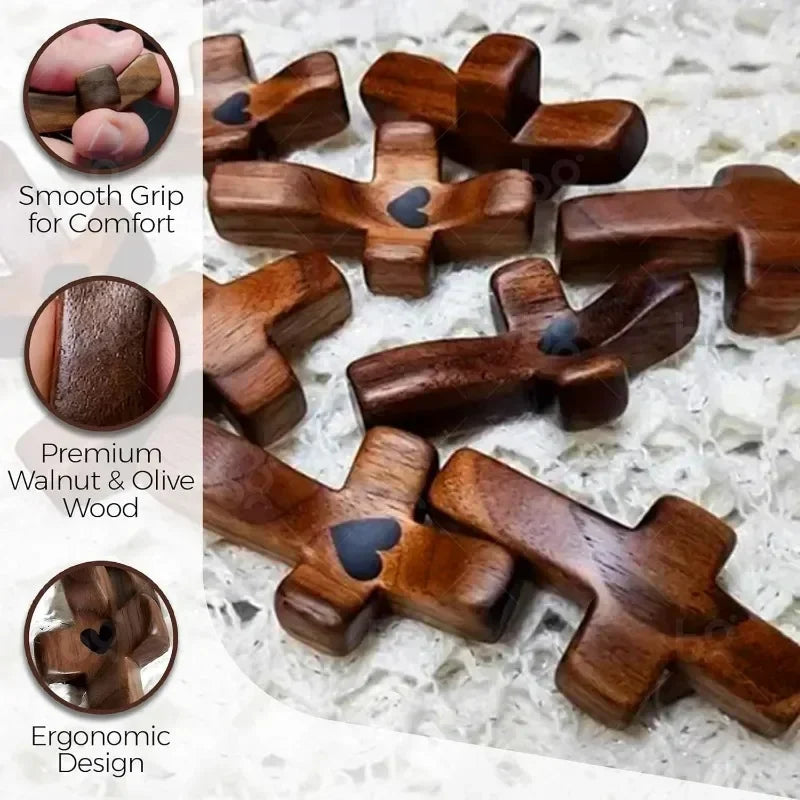 Handcrafted Black Walnut Cross, 5cm Pocket Crucifix