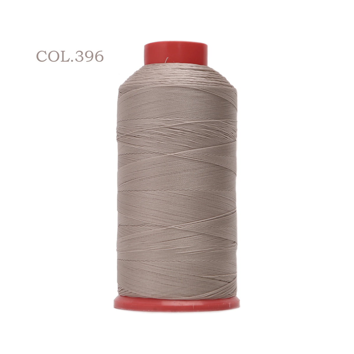 A spool of gray heavy-duty nylon bonded thread with a red cap.