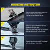 Mounting instructions showing how to install a stainless steel LED work light clamp on a mounting board.