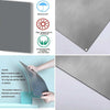 A silver metal wall sign is shown with features like waterproof and temperature resistance, demonstrating its durability.