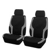 A pair of black and gray two-tone car seat covers shown side by side.