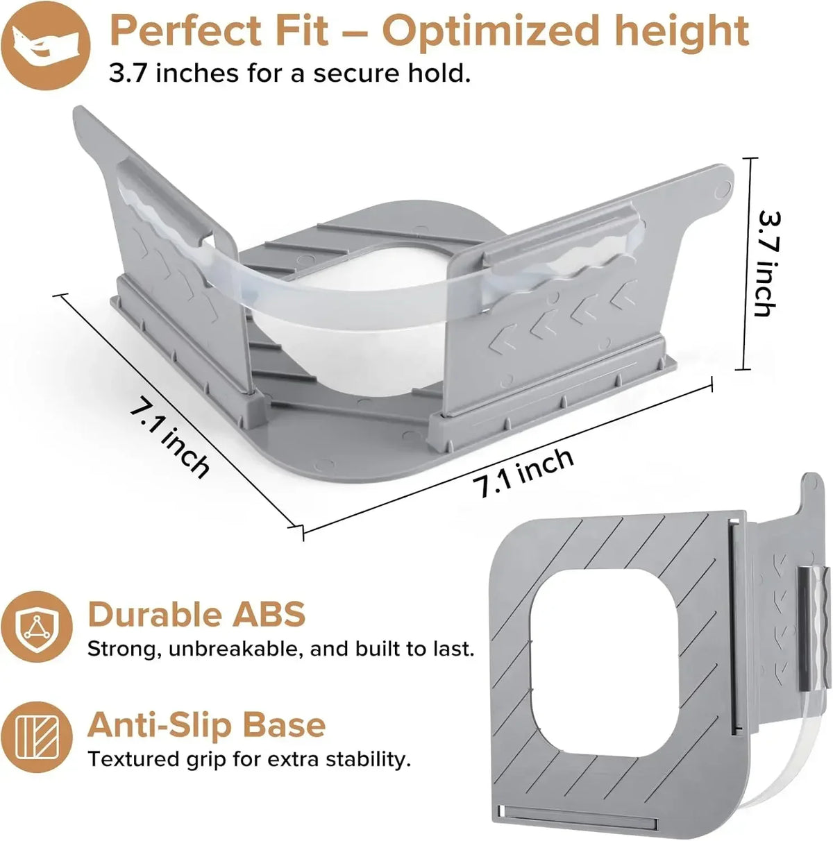 Gray adjustable bed sheet corner holders designed for a secure hold and featuring a durable ABS material and anti-slip base.