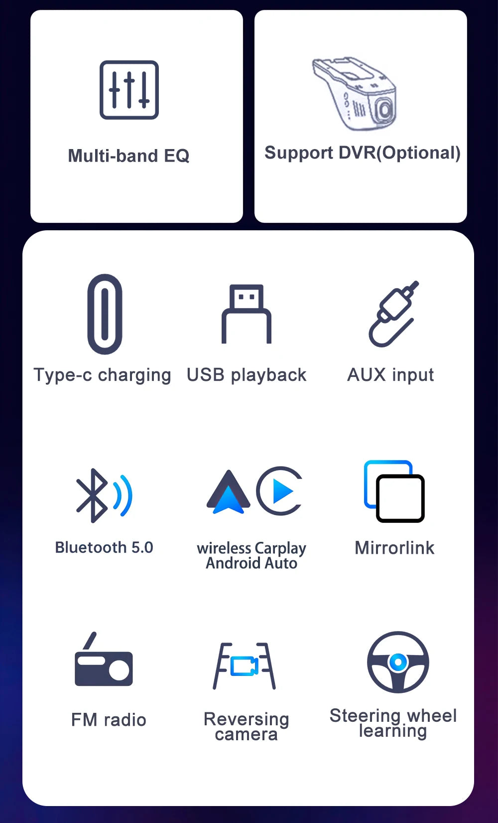 Universal Car Multimedia Player with Android Auto/CarPlay