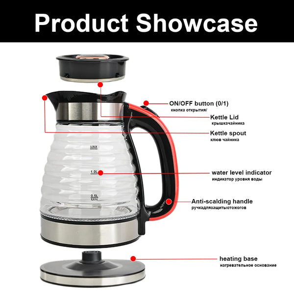 2.0L Glass Electric Kettle with Blue Light