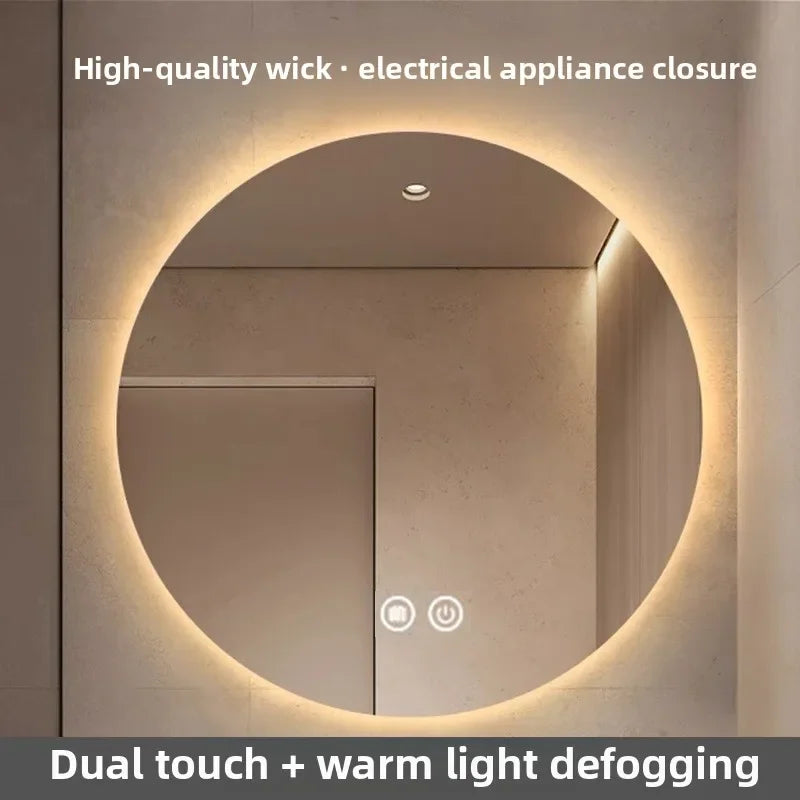 Miroir de Salle de Bains Rond à LED avec Contrôle Tactile Anti-Buée