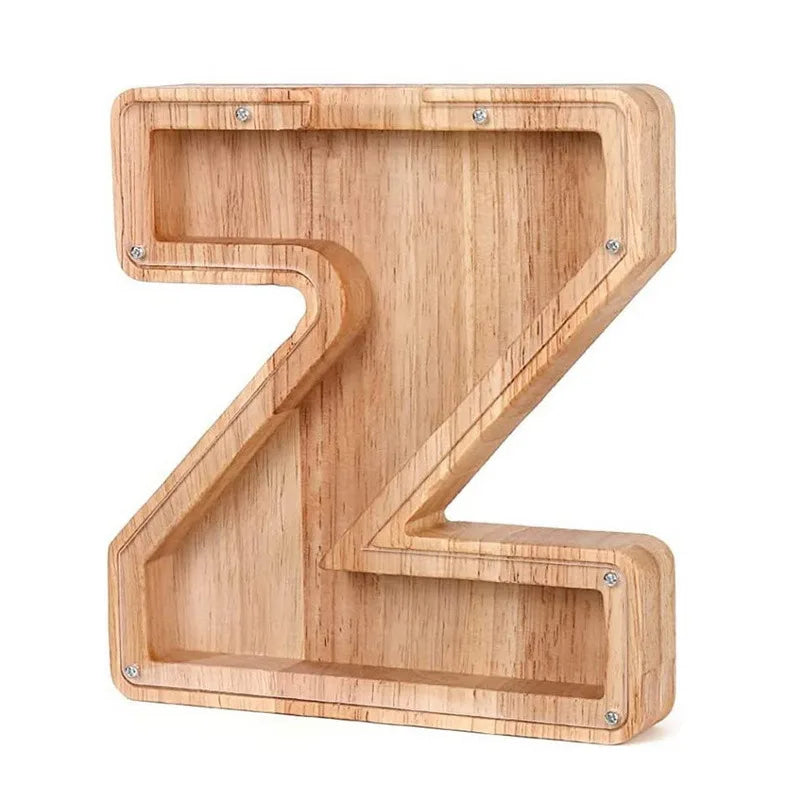 Wooden Alphabet Piggy Bank – Educational Coin Savings Box