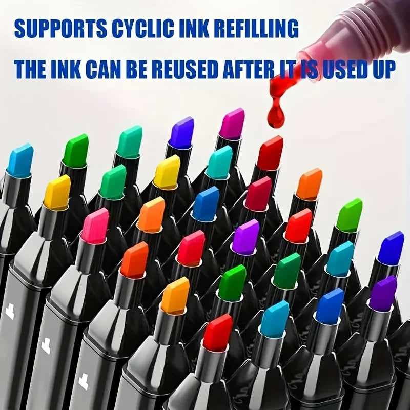 Dual-Tip Permanent Markers – 12 Color Art Set for Drawing & Crafting