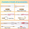 A set of fiberglass fish tape wire pulling kit with six brass accessories including push heads, magnet search head, eyelet ri