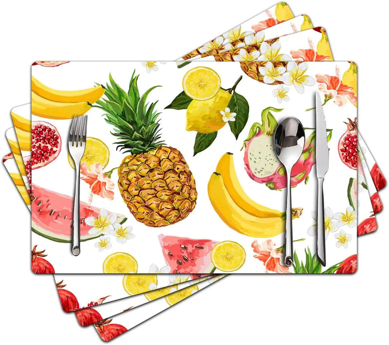 Floral Linen Placemats for Dining Table