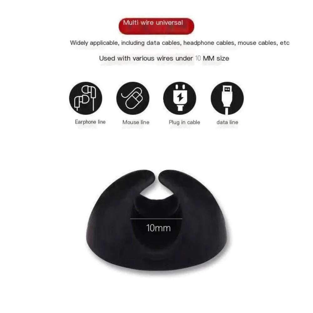 Adhesive Silicone Cable Clips for Desk Organization (6 Pack)