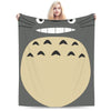 Cozy Grey Totoro-Inspired Fleece Throw Blanket