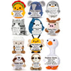 A collection of handcrafted crochet animal figurines, including a taco, elephant, penguin, cat, moo, bee, goose, and sloth, e