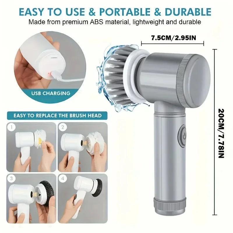 Cordless Electric Spin Scrubber with Adjustable Handle