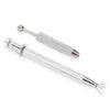 A silver precision 4-claw pick-up tool used for jewelry making and crafting.