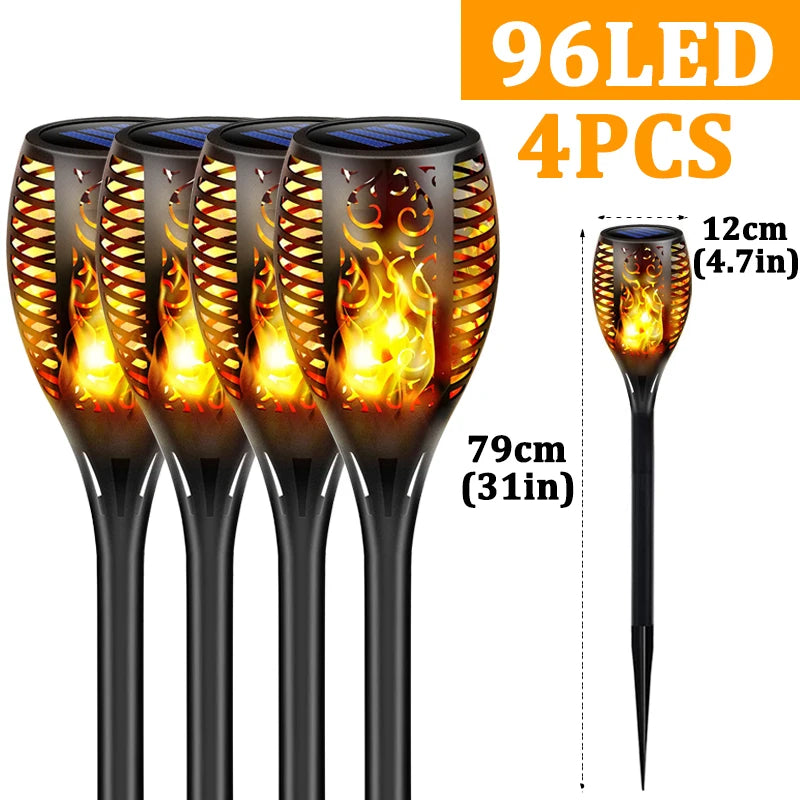 Solar-Powered Flickering Flame Torch Lights