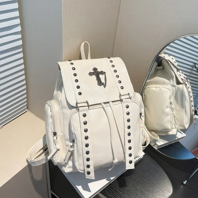 Gothic PU Leather Backpack with Rivet Accents