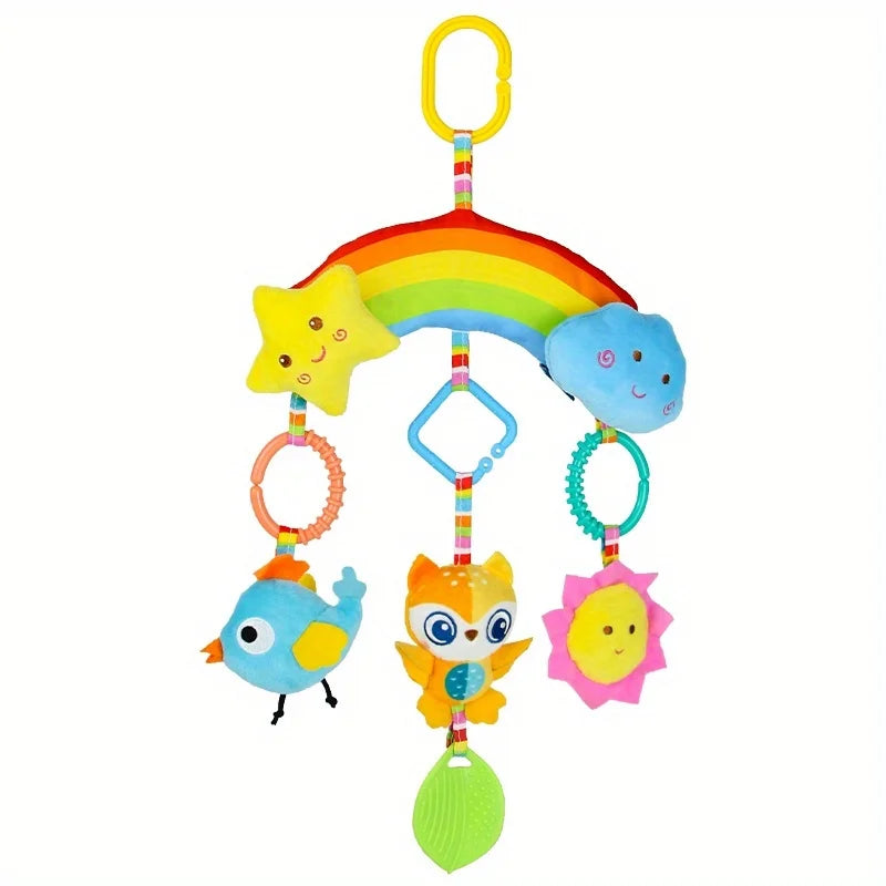 Rainbow Plush Car Hanging Toy with Jingle Bell