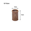 A round, handwoven wicker serving basket with a diameter of 10cm and a height of 15cm.