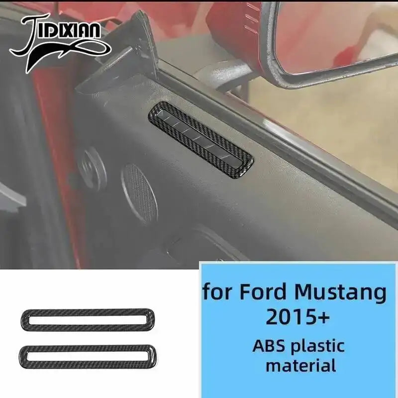 Black carbon fiber grain decorative trim kit for Ford Mustang 2015 and newer vehicles