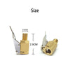 Brass tire inflator chuck with quick-connect clip showing dimensions of 0.8cm and 2.9cm